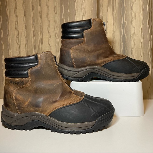 Propet Blizzard Zippered Snow Men's 9.5 XX 5E Brown Black Thinsulate M3792 BRB - Picture 3 of 16